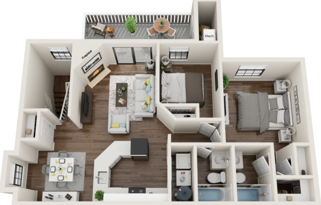 2 beds, 2 baths, 978 sqft, $1,375