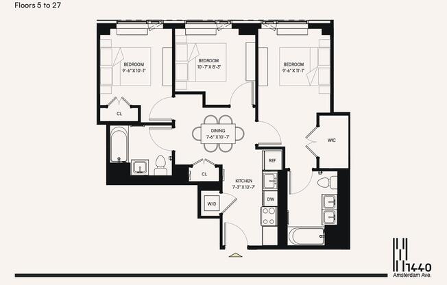 3 beds, 2 baths, $6,595, Unit 1808