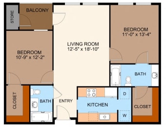 2 beds, 2 baths, 967 sqft, $1,367