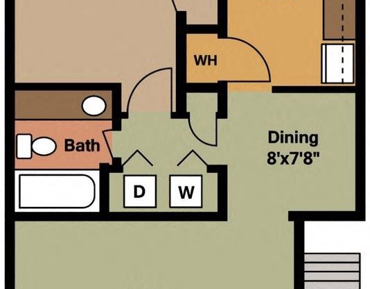 1 bed, 1 bath, 738 sqft, $954