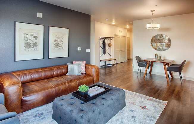 Furnished Living Room with Gray Accent Wall