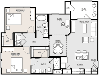 2 beds, 2 baths, 1,174 sqft, $1,575