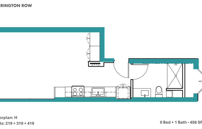 Studio, 1 bath, 456 sqft, $2,500, Unit 219