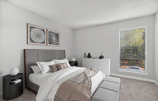 Model bedroom with large window