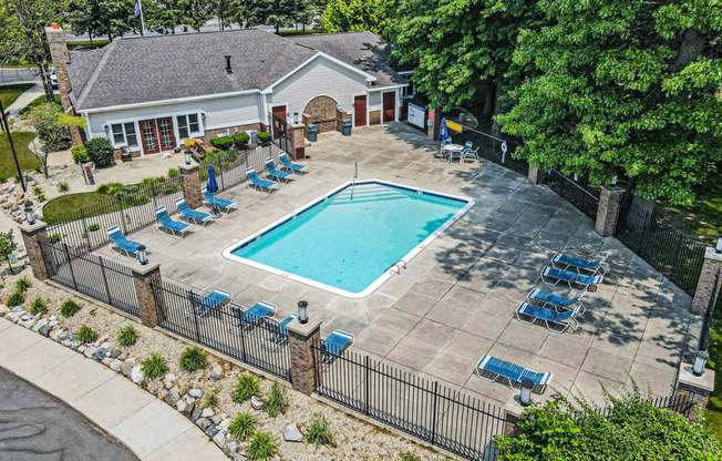 Aerial View of Pool & Surrounding Property at Orchard Lakes Apartments, Ohio