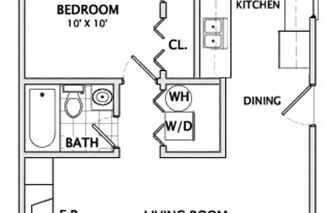 1 bed, 1 bath, 481 sqft, $895