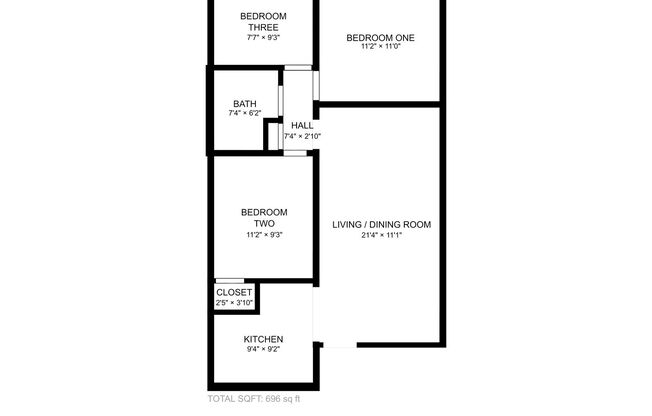 3 beds, 1 bath, 775 sqft, $1,165, Unit Unit 25-04