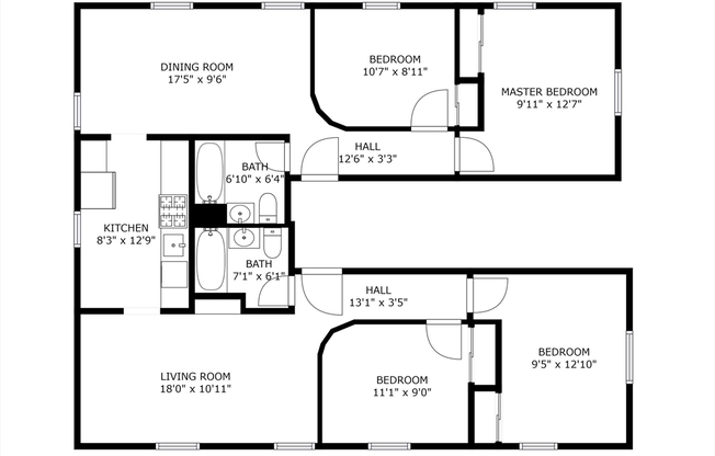 4 beds, 2 baths, 1,800 sqft, $3,900, Unit 1