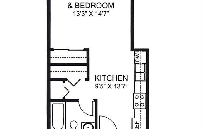 Studio, 1 bath, 445 sqft, $1,055, Unit 335