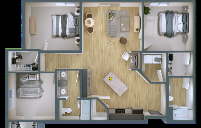 3 beds, 2 baths, 1,371 sqft, $1,695, Unit 302