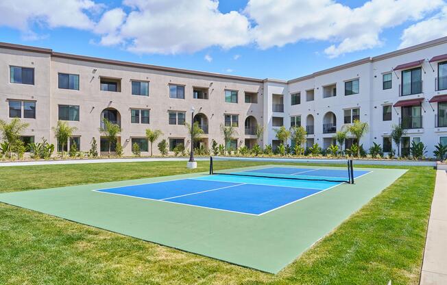 a large lawn in front of a building