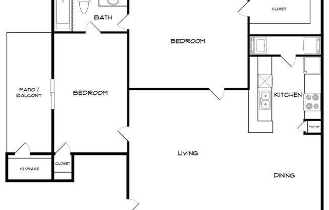 2 beds, 2 baths, 861 sqft, $1,375