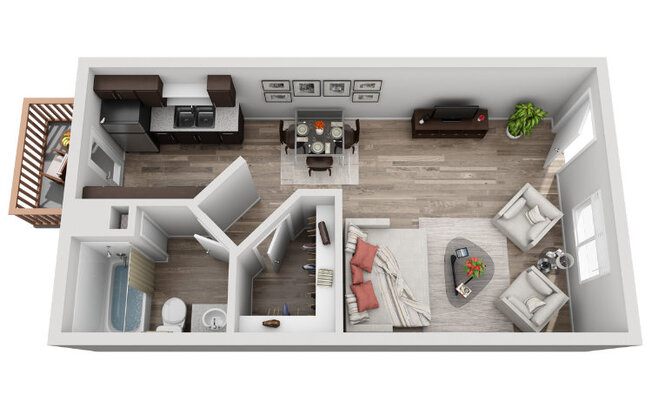 Studio, 1 bath, 415 sqft, $1,039