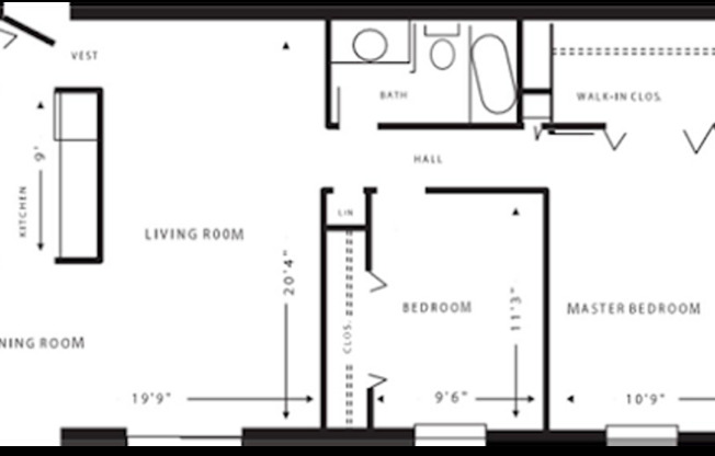 2 beds, 1 bath, 860 sqft, $1,353, Unit 3-301