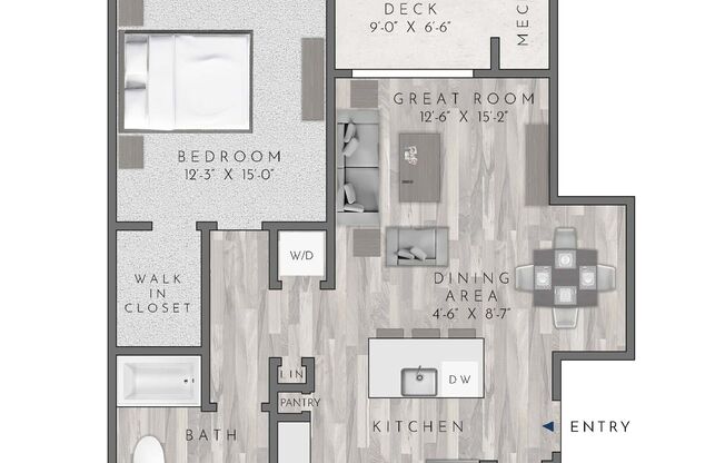 1 bed, 1 bath, 827 sqft, $2,095