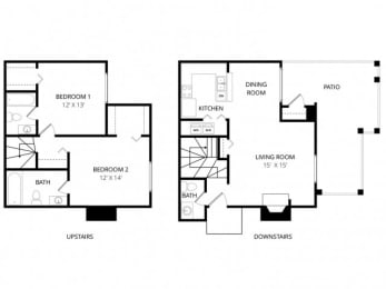 2 beds, 2.5 baths, 1,250 sqft, $1,600