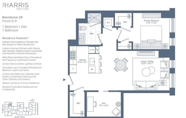 1 bed, 1 bath, 852 sqft, $5,650, Unit 829