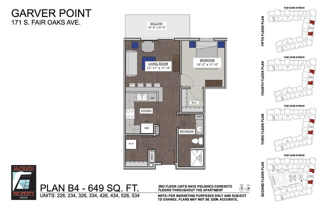 1 bed, 1 bath, 649 sqft, $1,755, Unit 426