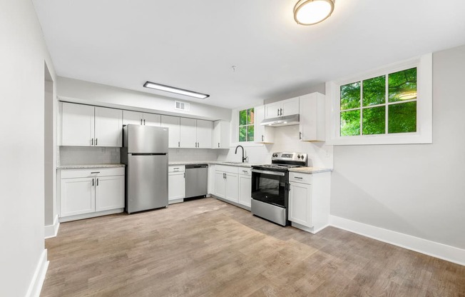 Renovated kitchen at Crogman School Lofts, Atlanta, 30315