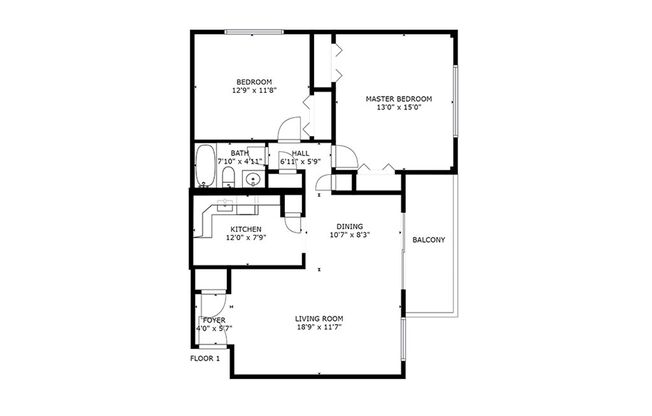 2 beds, 1 bath, 820 sqft, $1,300