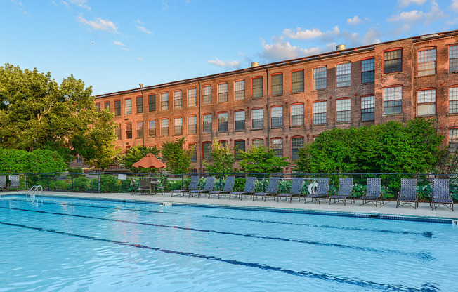 Pool with lounge chairs | Bigelow Commons