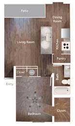 1 bed, 1 bath, 667 sqft, $920