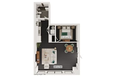 1 bed, 1 bath, 722 sqft, $1,530