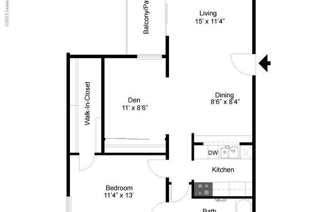 1 bed, 1 bath, 806 sqft, $1,215