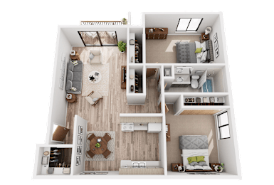 2 beds, 1 bath, 950 sqft, $1,345