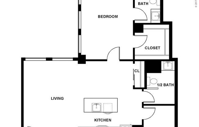 1 bed, 2 baths, 881 sqft, $1,695