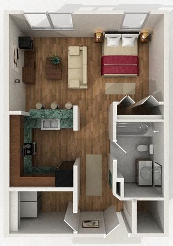 Studio, 1 bath, 591 sqft, $1,293