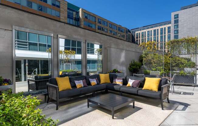 Patio area at Leo at Waterfront Station in the Southwest Waterfront, SW, Washington, DC 20024