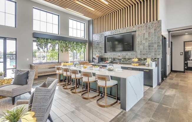 Slate at Fishers District Modern Villas and Townhomes in Fishers, Indiana Clubhouse Kitchen