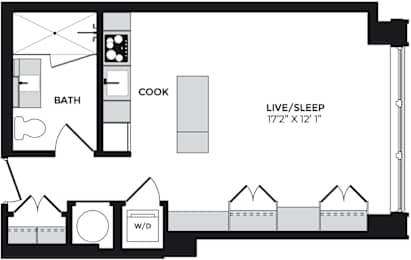 Studio, 1 bath, 473 sqft, $2,563