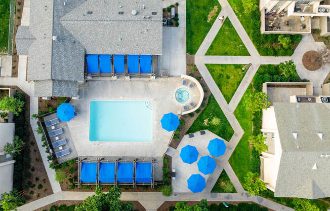 Aerial view of Sunstone Place pool