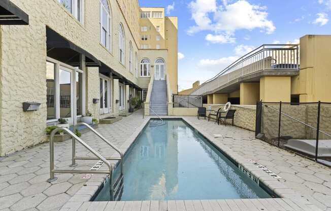 a swimming pool in the middle of a building