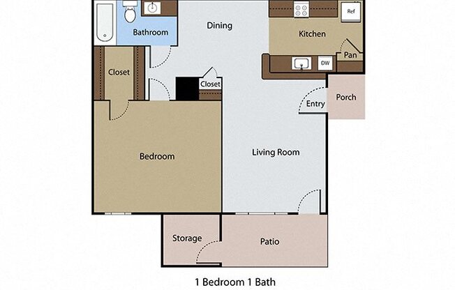 1 bed, 1 bath, 663 sqft, $1,129