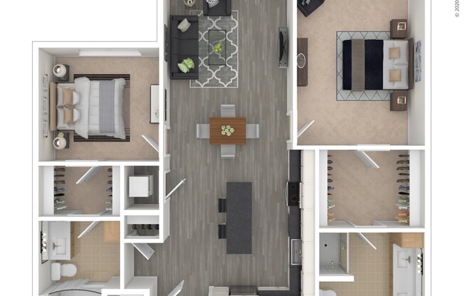 2 beds, 2 baths, 1,043 sqft, $2,849