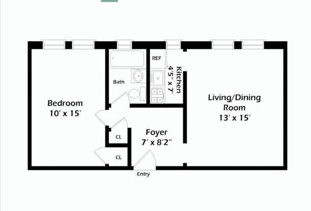 1 bed, 1 bath, $2,900, Unit 3-J