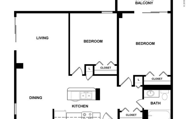 2 beds, 1 bath, 935 sqft, $3,105