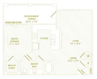 1 bed, 1 bath, 811 sqft, $1,296