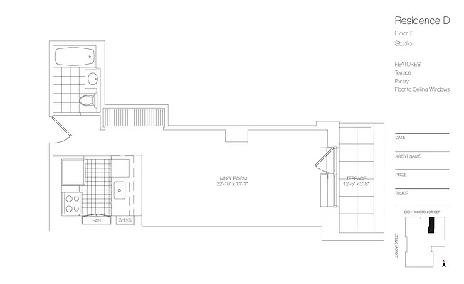 Studio, 1 bath, $4,400, Unit 3-D