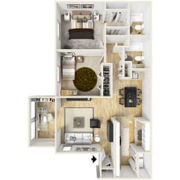 Two Bedroom Floor Plan at Paces Ridge at Vinings, Atlanta, 30339
