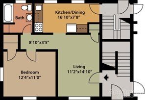 1 bed, 1 bath, 704 sqft, $885