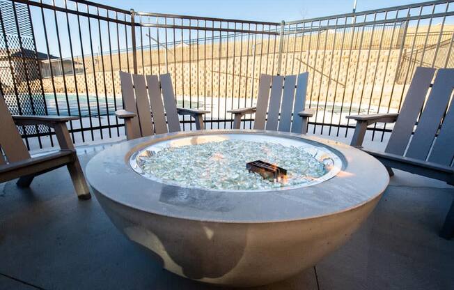 Outdoor firepit at North Pointe Villas luxury apartments in north Lincoln NE