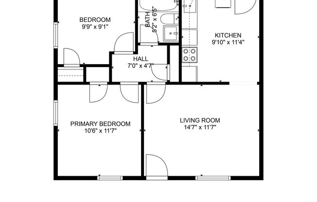 2 beds, 1 bath, 592 sqft, $911, Unit B