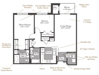 2 beds, 2 baths, 1,036 sqft, $3,340