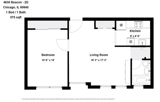 1 bed, 1 bath, 465 sqft, $1,650, Unit 4630-2D