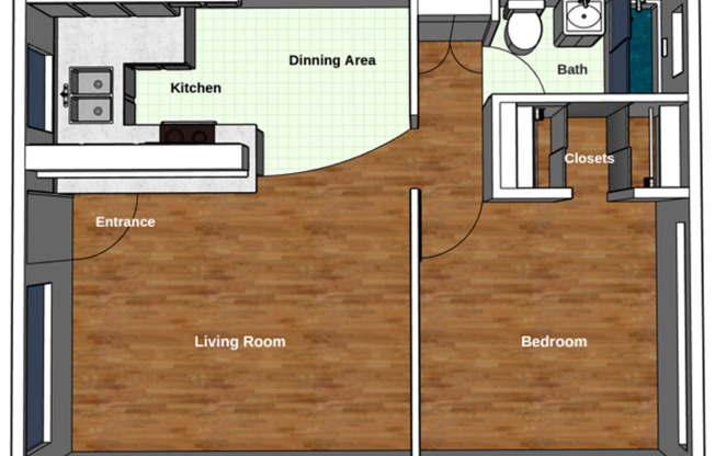 1 bed, 1 bath, 525 sqft, $1,975, Unit 15