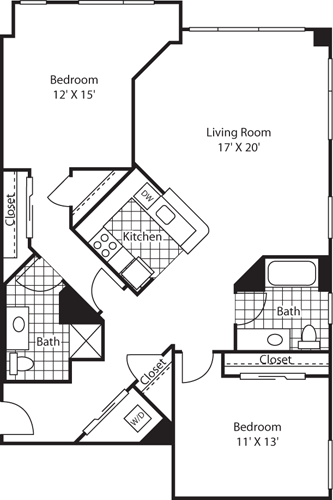 2 beds, 2 baths, 1,311 sqft, $3,458, Unit 201
